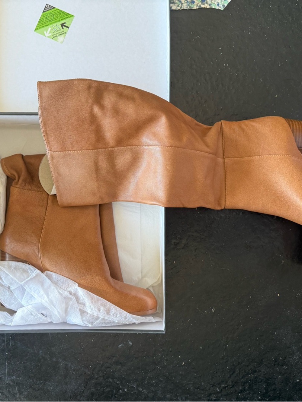 Anthropologie Tall Cognac Leather Heeled Boots